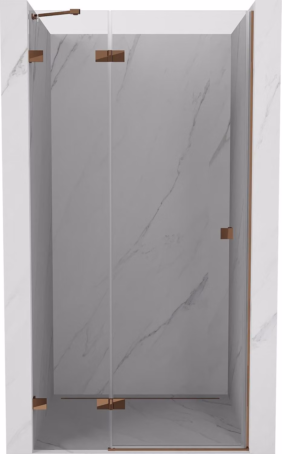 Mexen Lunar porta doccia battente sinistra 105 cm, trasparente, oro rosa - 834-105-000-60-00-L