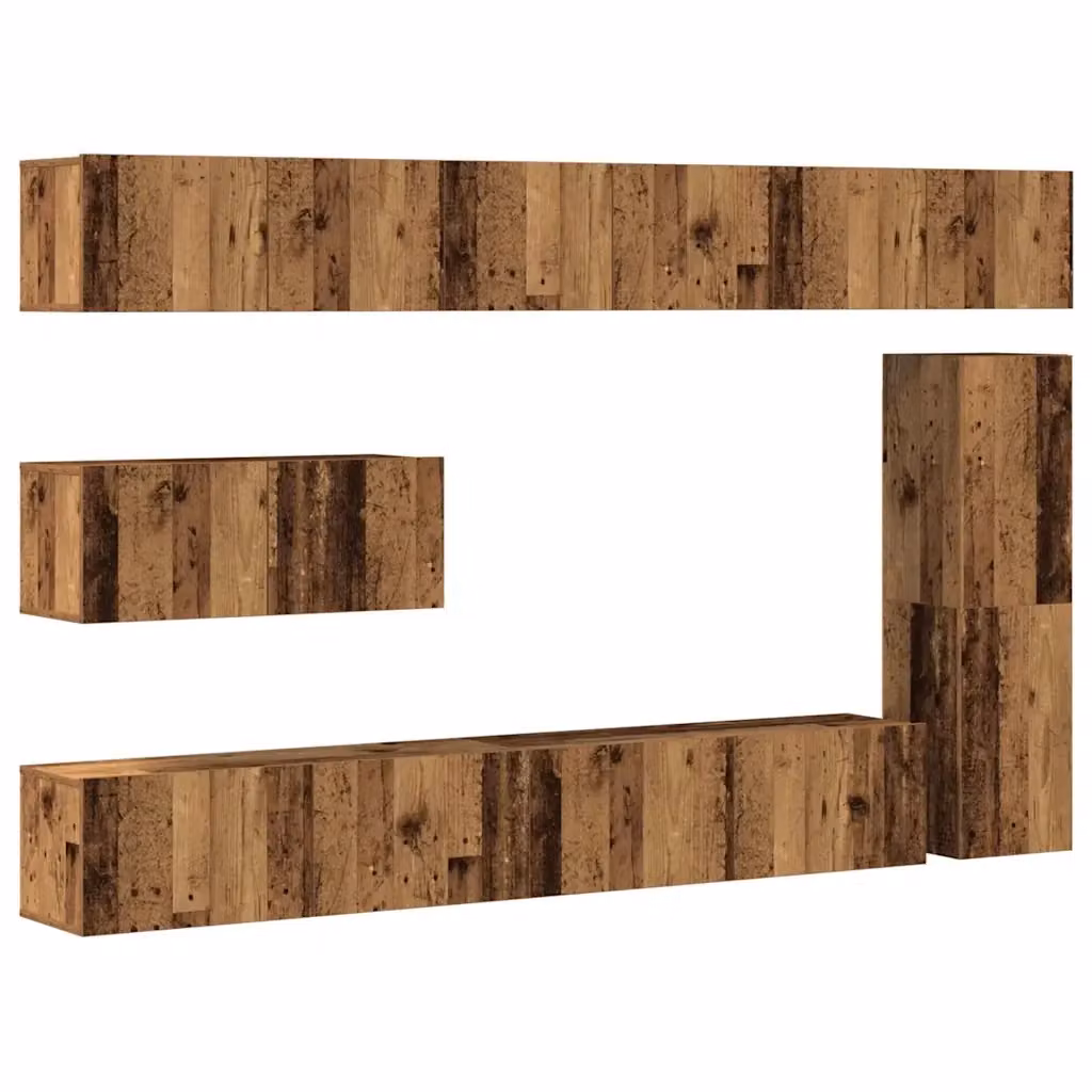 Set Mobile TV da Parete vidaXL in 7 Pezzi, Colore Marrone, Stile Classico in MDF – 2