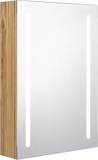 Armadietto da bagno moderno con specchio e illuminazione LED in rovere marrone, L: 50 cm, P: 13 cm, H: 70 cm – 1