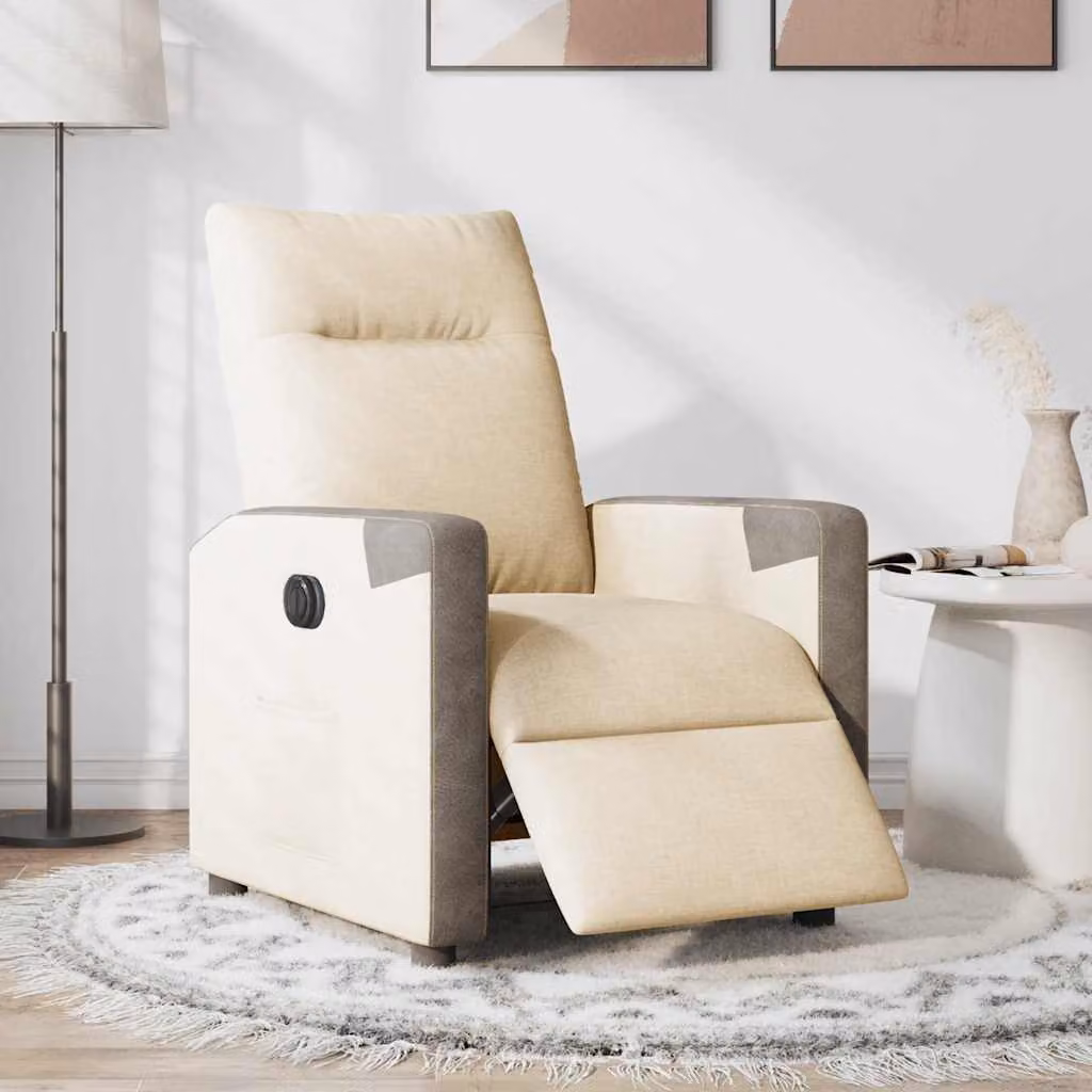 vidaXL Poltrona Elettrica Reclinabile Crema in Tessuto