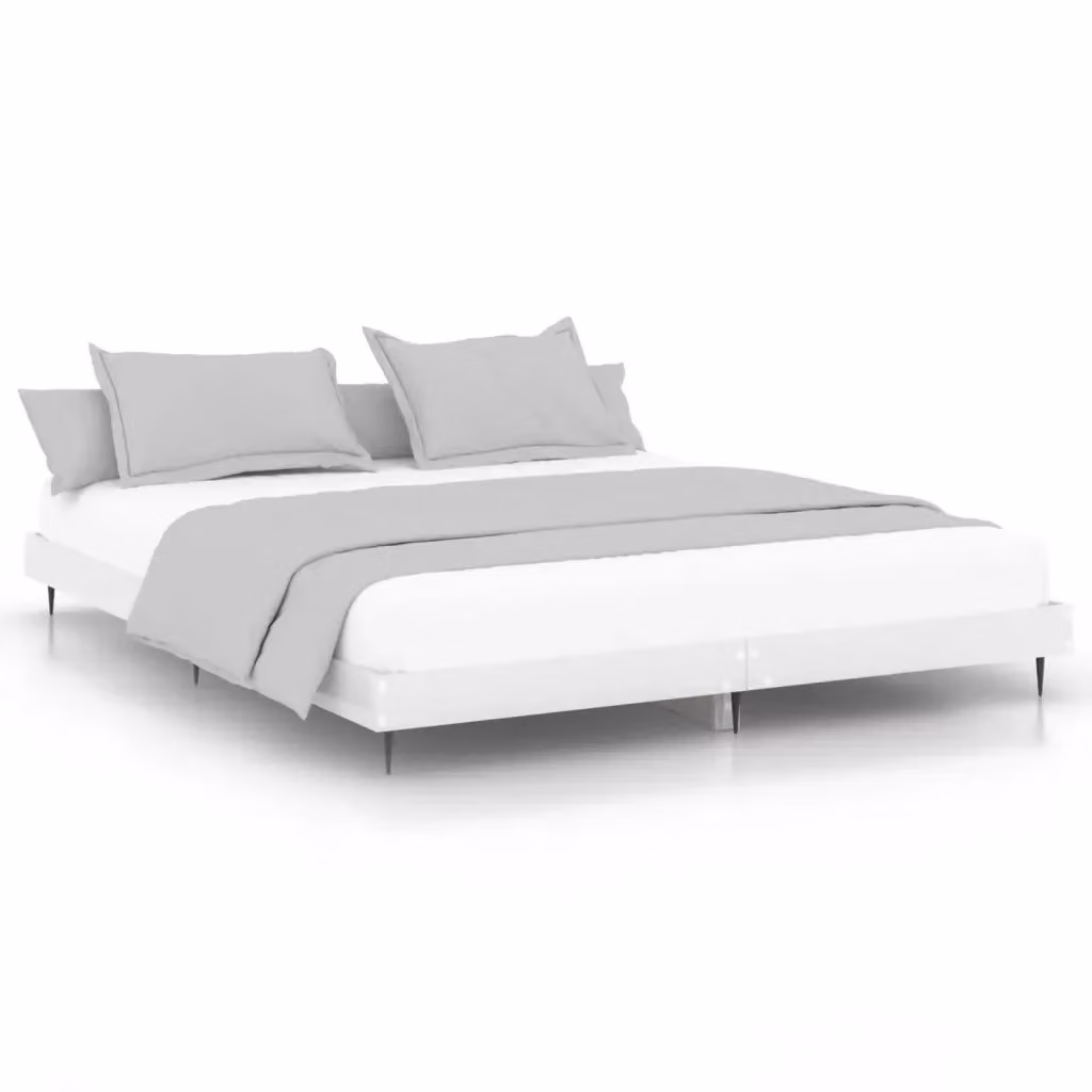Letto con Giroletto Bianco Lucido vidaXL L/P: 160 x 200 cm – 2