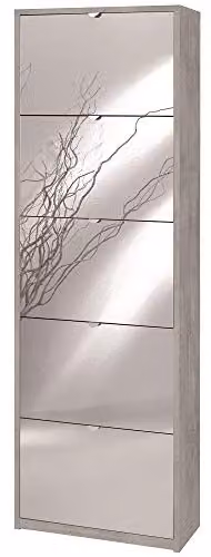 Sarmog Scarpiera 5 Ante a Ribalta con Specchio Frontale H190 L63 P29 cm Finitura Cemento Sk565spk