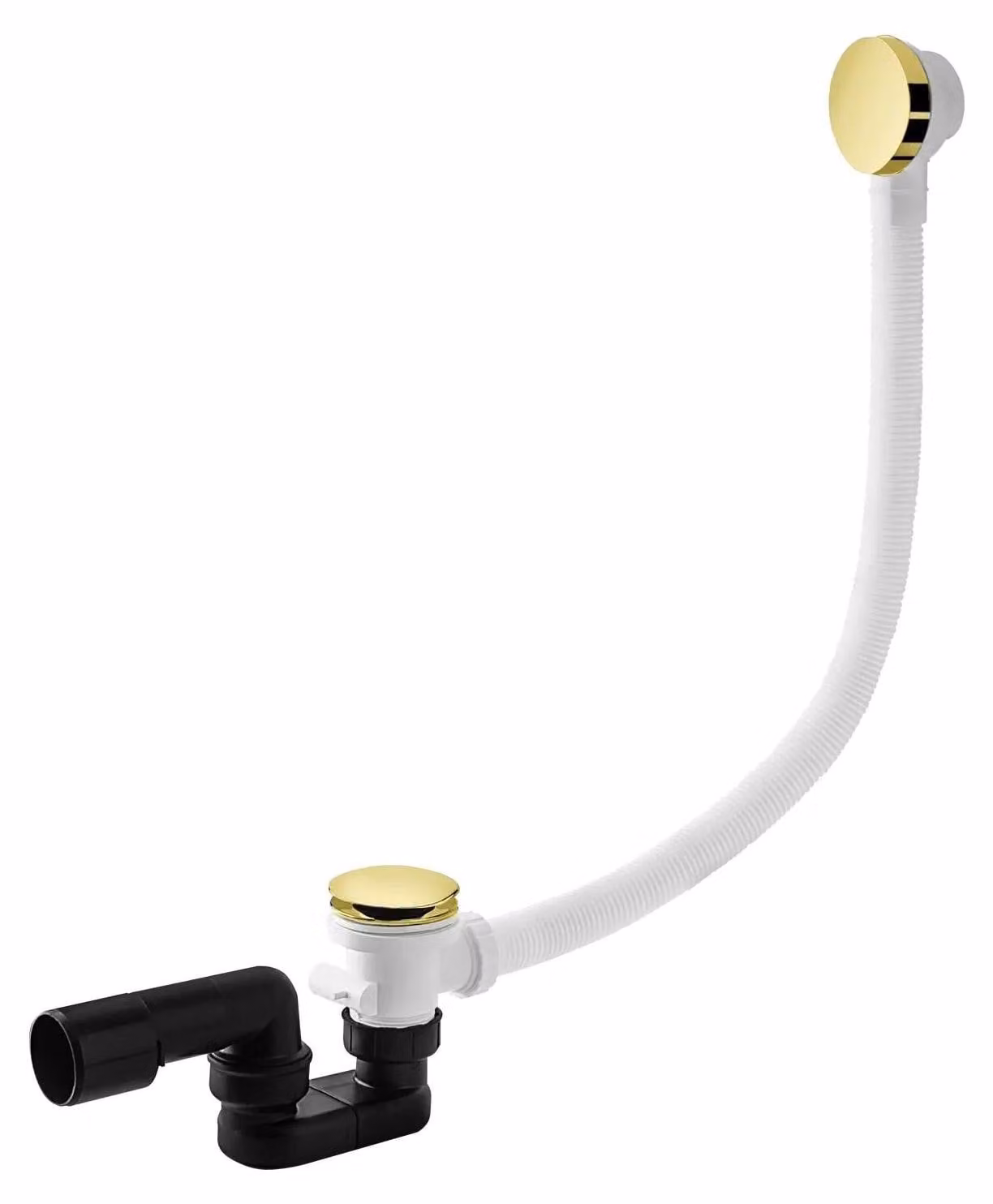 Troppo pieno per vasca da bagno con sistema di scarico a pressione, modello 100 CLICK I, 100 cm, finitura oro