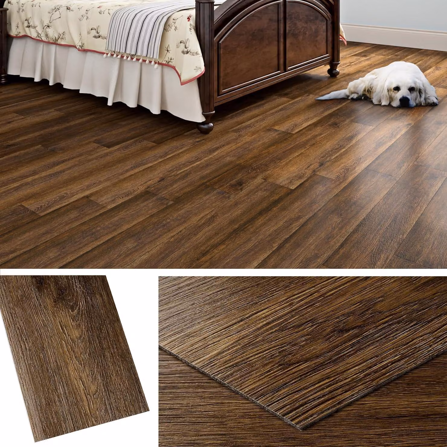 Piastrelle adesive in vinile, 18 pezzi, 90x15 cm, colore marrone