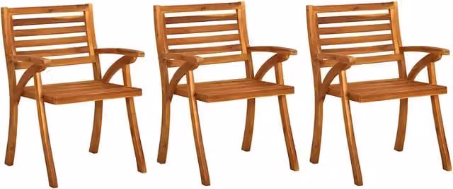 Sedie da Pranzo da Giardino con Cuscini 3 pz | Sedie da Esterno Massello di Acacia