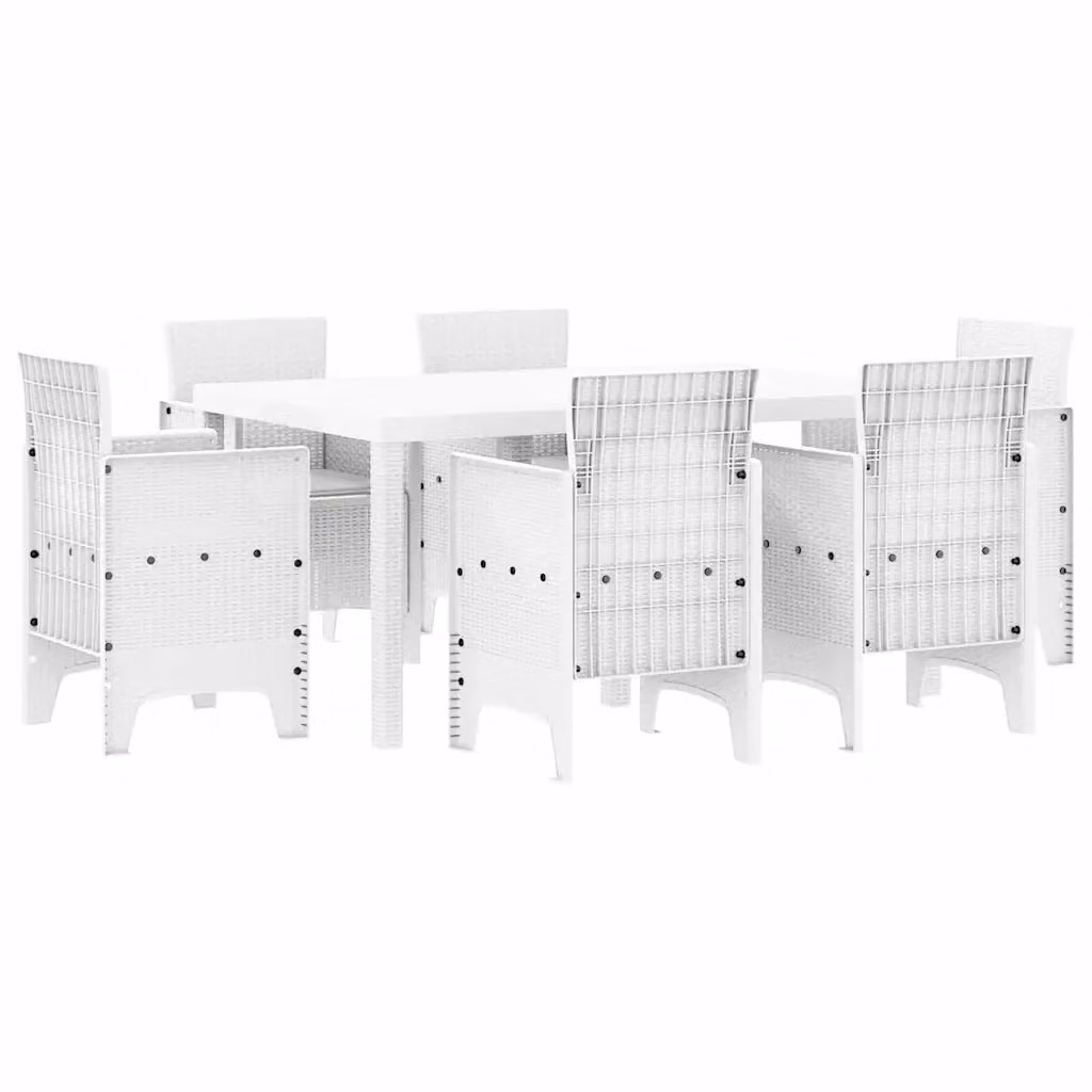 Set da pranzo per giardino e terrazzo vidaXL in rattan bianco, 7 pezzi – 2