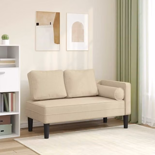 Chaise Longue vidaXL in Legno Trattato con Cuscini Beige e Tessuto Resistente ai Raggi UV L: 150 cm, P: 62 cm, H: 57,5 cm