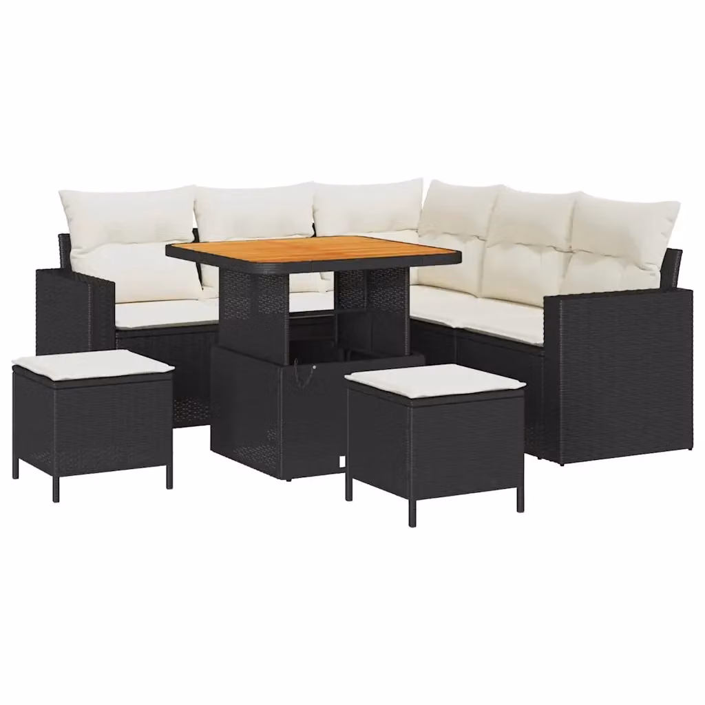 Set Divano da Giardino a L vidaXL 8 Pezzi con Tavolino e Cuscini, Colore Antracite/Nero – 2