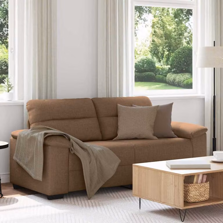 Divano a 2 posti moderno vidaXL in tessuto marrone L: 180 cm, P: 81 cm, H: 84 cm