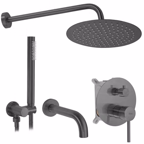 Rea - Set Doccia E Vasca Titanio Lungo, + Box, 9X15,5X15,5Cm