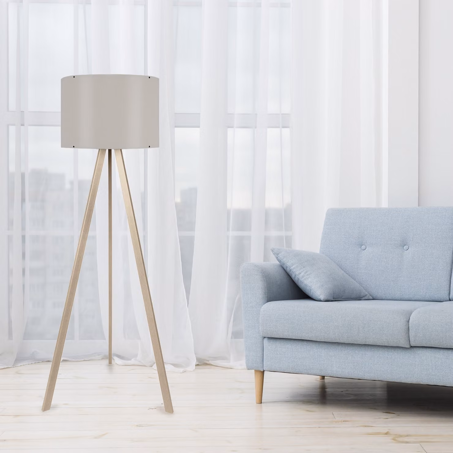 Opviq, AYD- AYDAXL, beige, crema, lampade da terra, 38 x 140 cm, 70% MDF / 30% PVC - tessuto