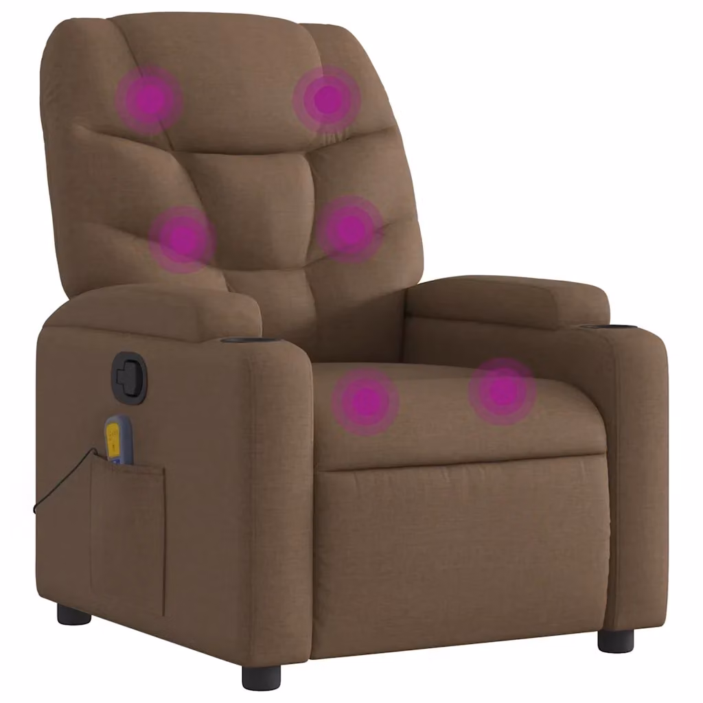 Poltrona relax reclinabile vidaXL in tessuto marrone con braccioli e leva manuale – 2