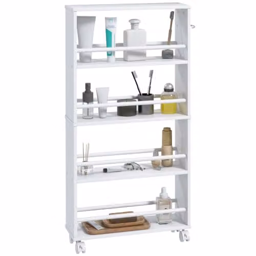HOMCOM Carrello Servitore 4 Ripiani con Ruote e Maniglie Bianco