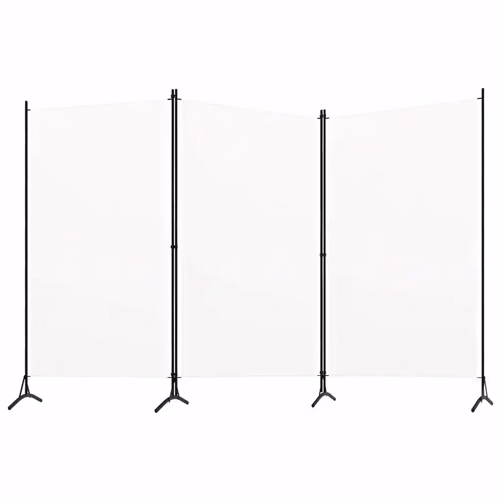 Divisorio a 3 Pannelli vidaXL Bianco in Tessuto L: 260 cm, H: 180 cm