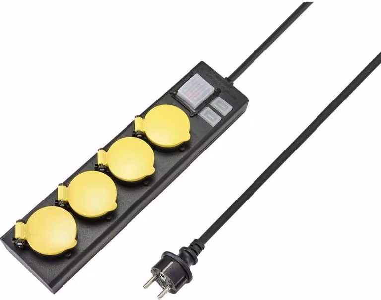 RF-4737806 Presa multipla con interruttore Nero Giallo Contatto di terra 1 pz