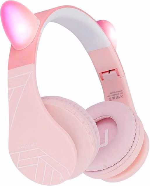 Cuffie Bluetooth Over-Ear PowerLocus per Bambini con Microfono, Rosa