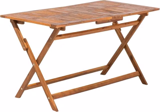 Tavolo da giardino rettangolare pieghevole BELIANI in legno di acacia marrone L: 140 cm, P: 75 cm, H: 75 cm