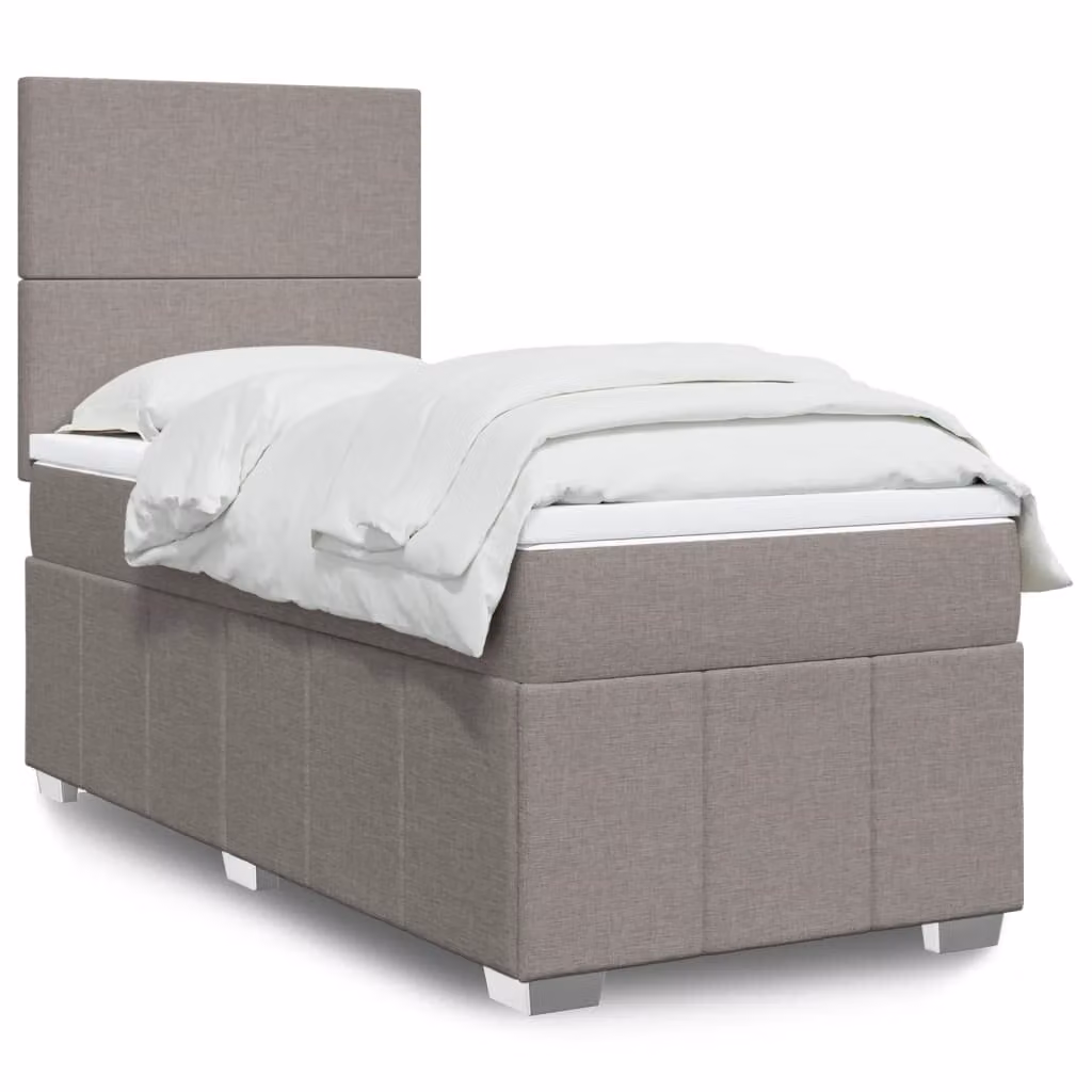 Letto Ibrido vidaXL con Giroletto a Molle e Materasso a Tasche in Tessuto, Colore Tortora, L/P/H: 100 x 200 x 150,5 cm