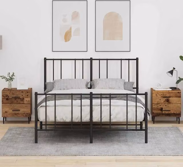 Set di 2 Armadi da Notte vidaXL in Legno Vecchio Marrone L: 40 cm, P: 35 cm, H: 47,5 cm