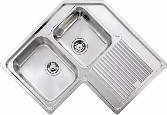 Lavello ZENITH ad angolo 83x83 2 vasche sinistre+ gocciolatoio ACCIAIO INOX 011248.S1.01.2018