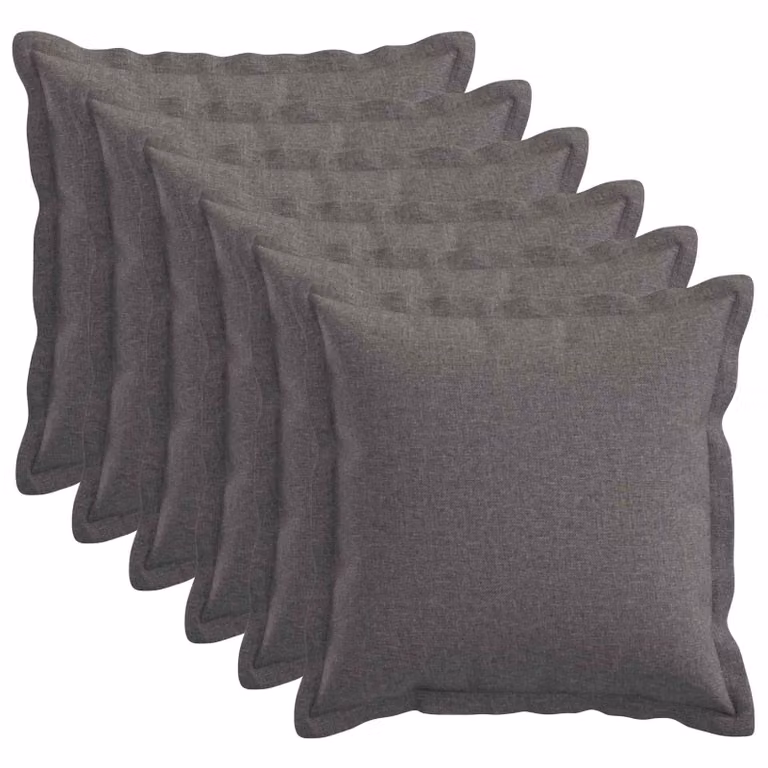Set di 6 cuscini quadrati vidaXL HOUTEN in lino grigio chiaro con fodera lavabile