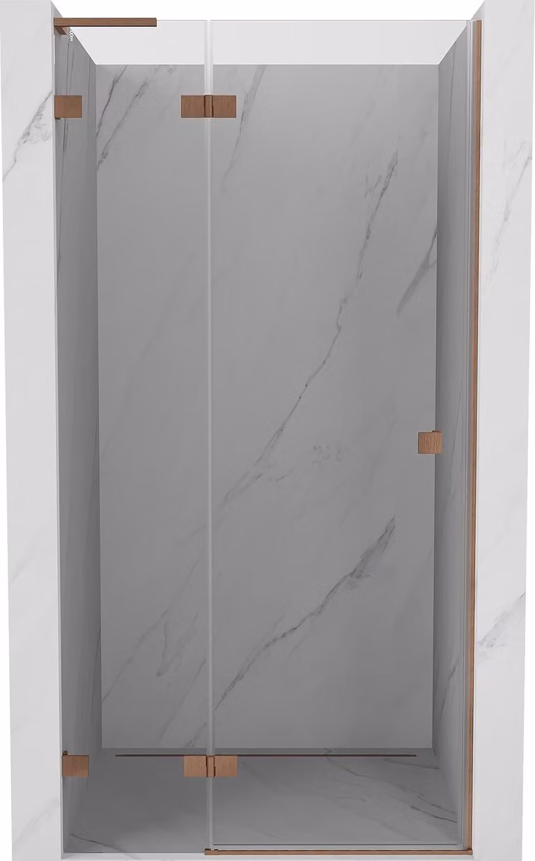 Mexen Lunar L porta doccia a battente sinistra 90 cm, trasparente, rame spazzolato - 834L-090-000-65-00-L