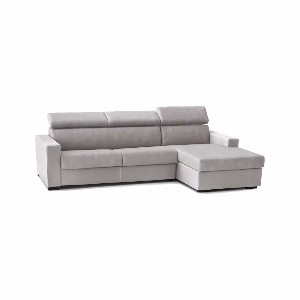 Divano ad angolo Angera Talamo Italia con chaise longue contenitore a destra, rivestimento in tessuto grigio, L: 280 cm, H: 85 cm, P: 95 cm – 2