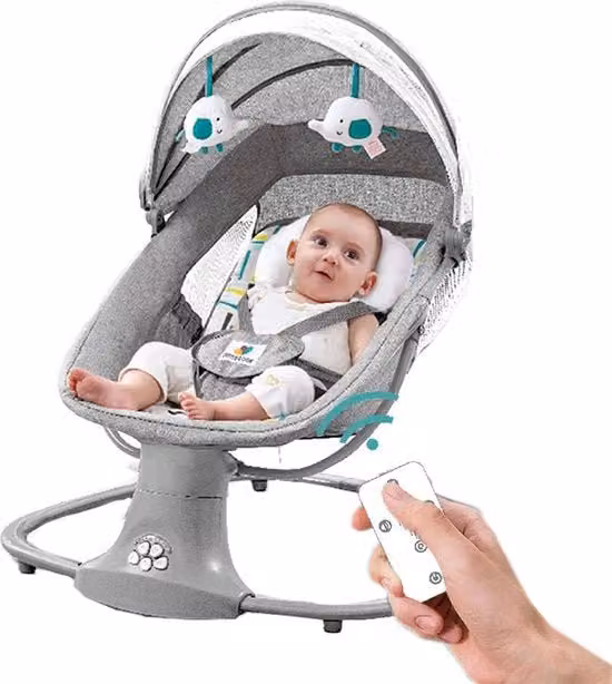 Sedia oscillante elettrica - Sedia oscillante elettrica per bambini - Sedia wip elettrica per neonati - Sedia oscillante per bambini - Sedia oscillante elettrica per bambini - Bluetooth - Comando a distanza - per neonati - colore Moka Grigio
