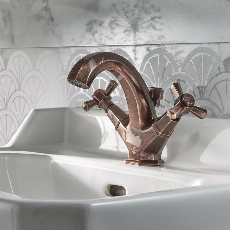 Miscelatore per Lavabo Monoforo Art Deco - Bronzo Spazzolato - Earlham