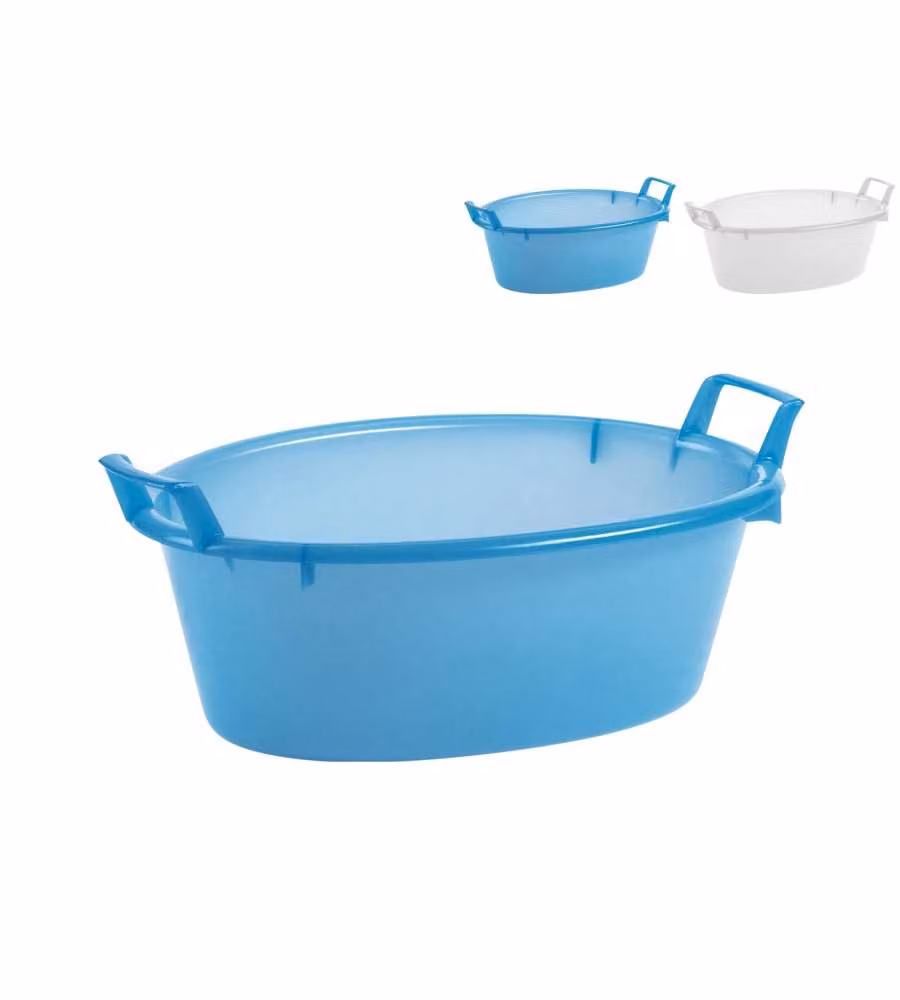 Mastello ovale con 2 manici Stefanplast Azzurro e Bianco L/P: 45 x 16 cm – 2