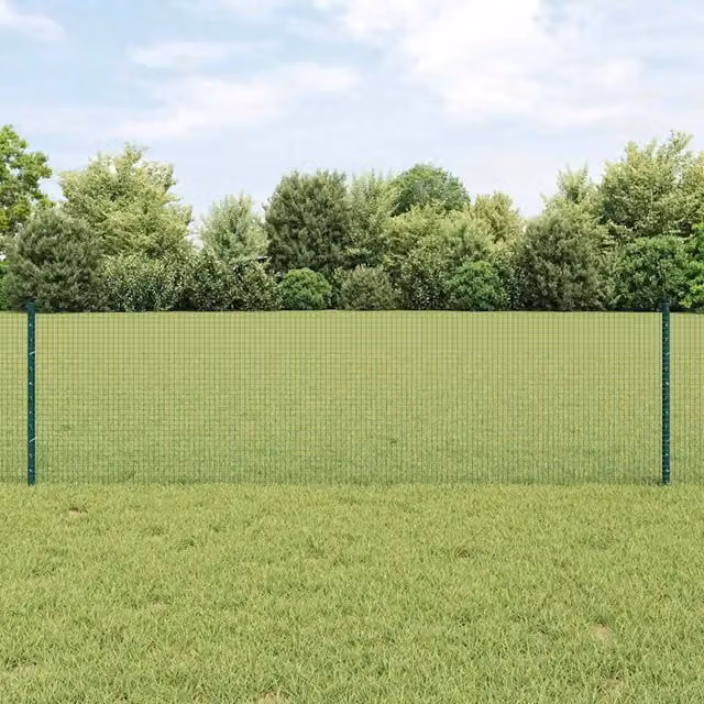 Recinzione in rete saldata Videx con pali rotondi in acciaio e PVC, colore verde, per installazione interrata, L: 50 m, H: 0,6 m – 1
