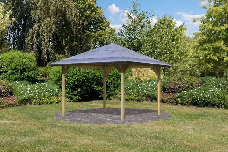 Padiglione in legno per giardino, gazebo da giardino, modello Cordoba, impregnato con trattamento a pressione, dimensioni 289x289x297 cm
