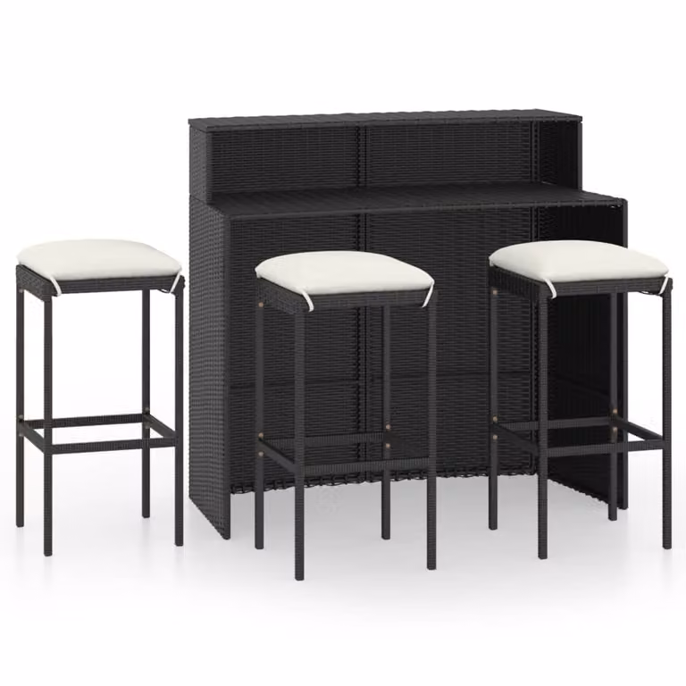 Set Bar da Giardino 4 pz con Cuscini Nero