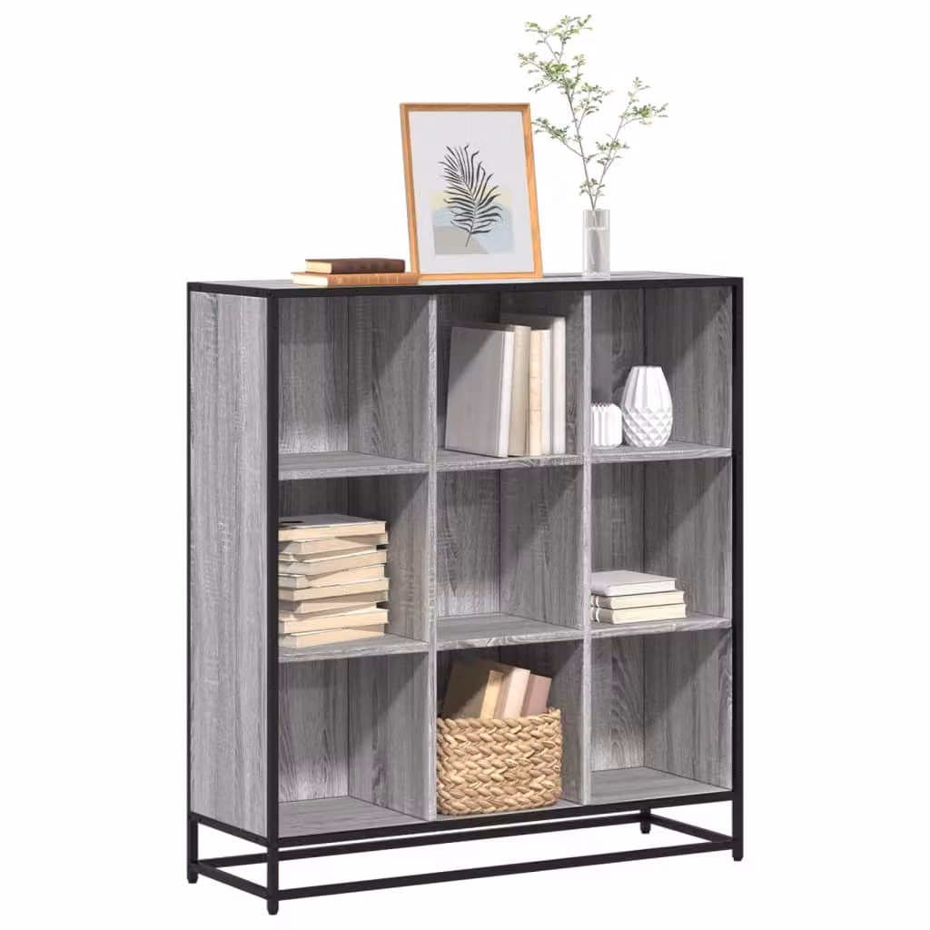 Libreria Industrial vidaXL in Metallo e Legno Grigio, L 97,5 x P 33 x H 107,5 cm