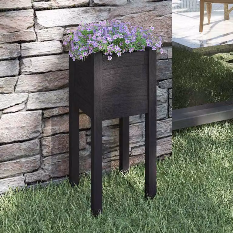 Fioriera da giardino vidaXL in legno di pino massello, colore nero, L/P/H: 31 x 31 x 70 cm