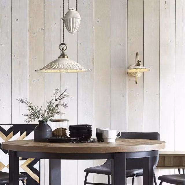 MERLETTO MATT Sospensione Saliscendi in Ceramica Anticata Traforata
