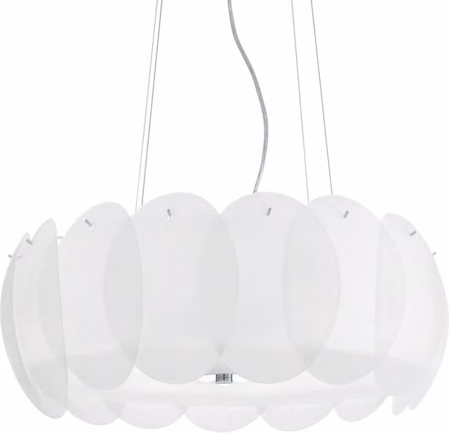 Sospensione Moderna Ovalino Vetro Bianco 8 Luci E27
