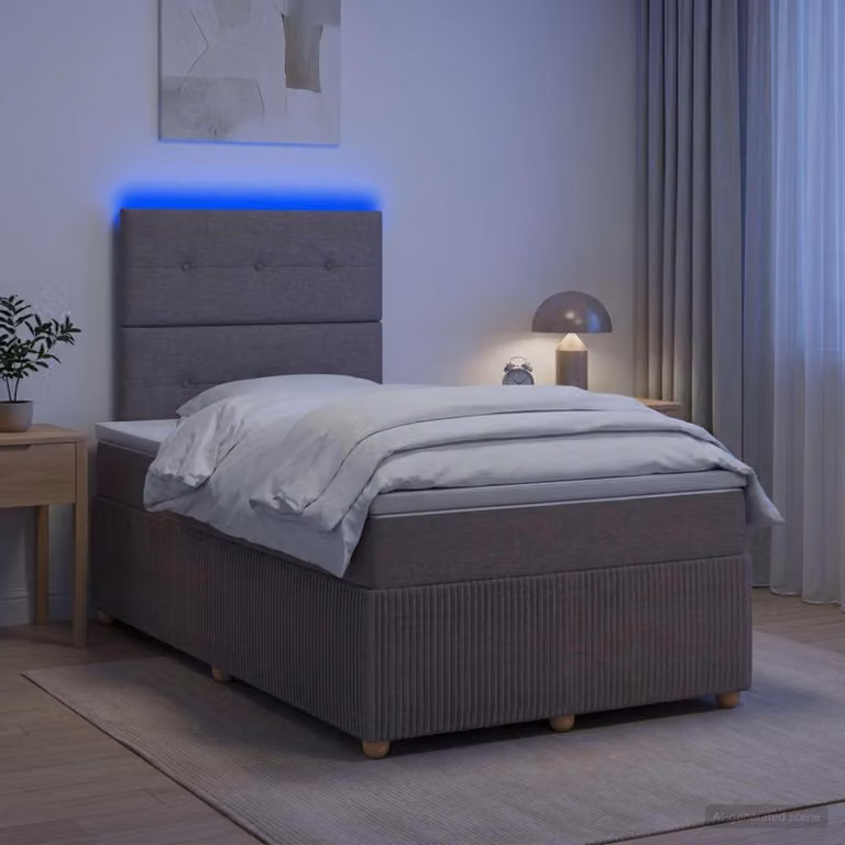 Maison Exclusive - Letto boxspring a LED con materasso color taupe 120 x 200 cm in tessuto