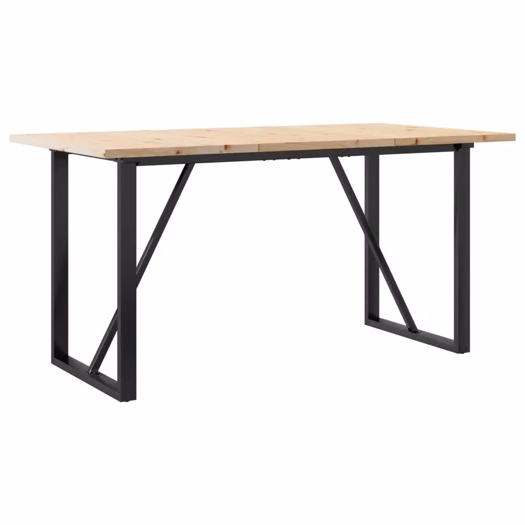 vidaXL Tavolo da Pranzo Rettangolare in Legno di Pino e Acciaio Marrone L: 160 cm, P: 80 cm, H: 75,5 cm – 2
