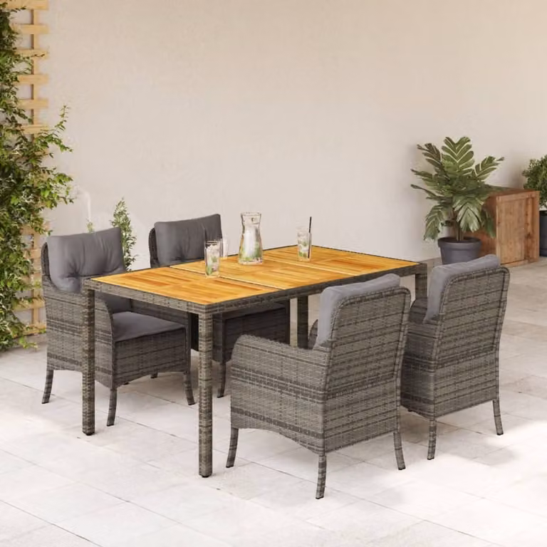 Maison Exclusive - Set da Pranzo da Giardino 5 pz con Cuscini in Polyrattan Grigio