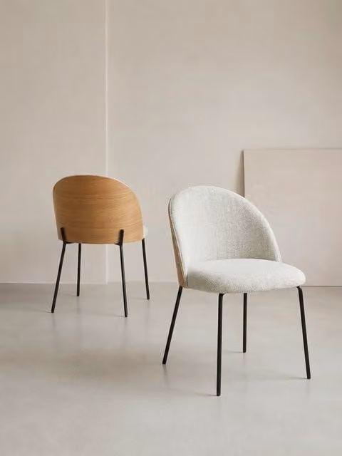 Set di 2 sedie imbottite Matti in rovere impiallacciato grigio e nero Kenay Home
