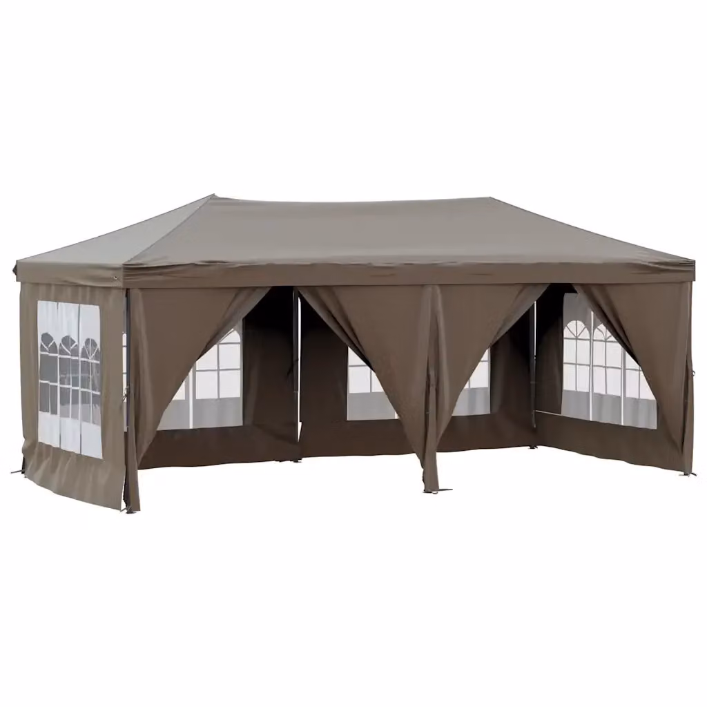 vidaXL Tenda per Feste Pieghevole con Pareti Laterali Beige e Marrone – 2