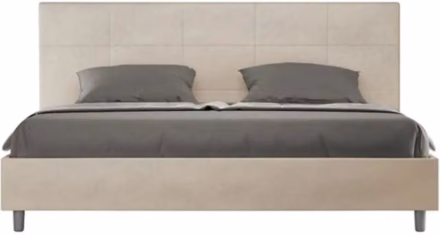 Letto matrimoniale king size Mika Ityhome con rete imbottita in microfibra colore sabbia L/P: 180 x 200 cm – 1
