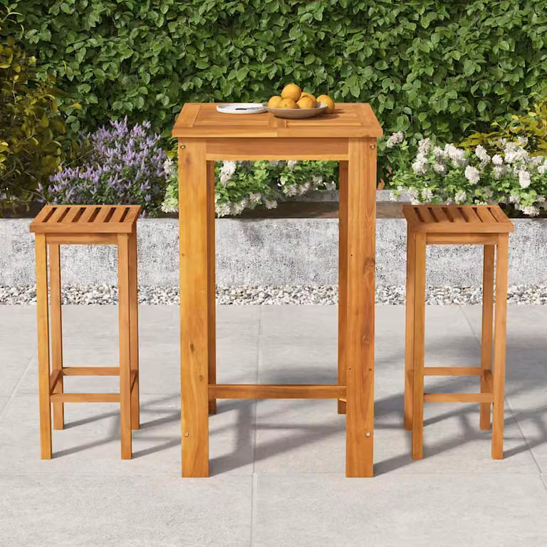vidaXL Set da Bar da Giardino 3 pz in Legno di Acacia Marrone