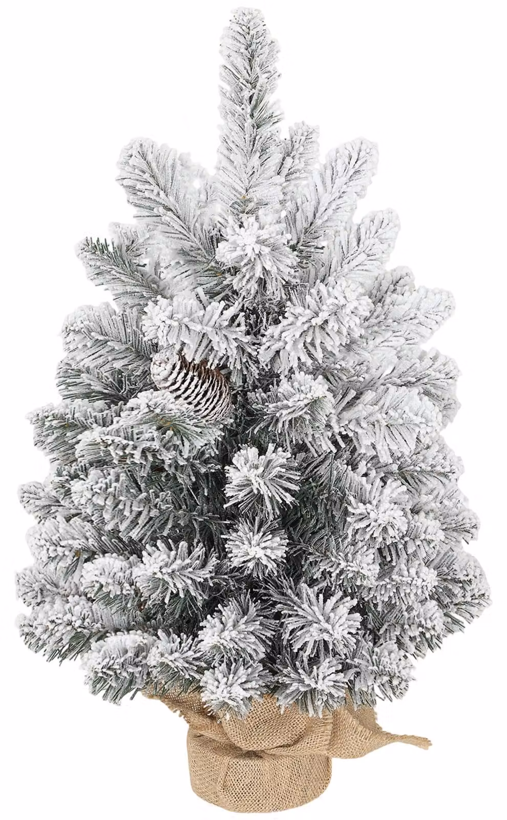 HOMCOM Mini albero di Natale artificiale da 60 cm, abete artificiale con neve