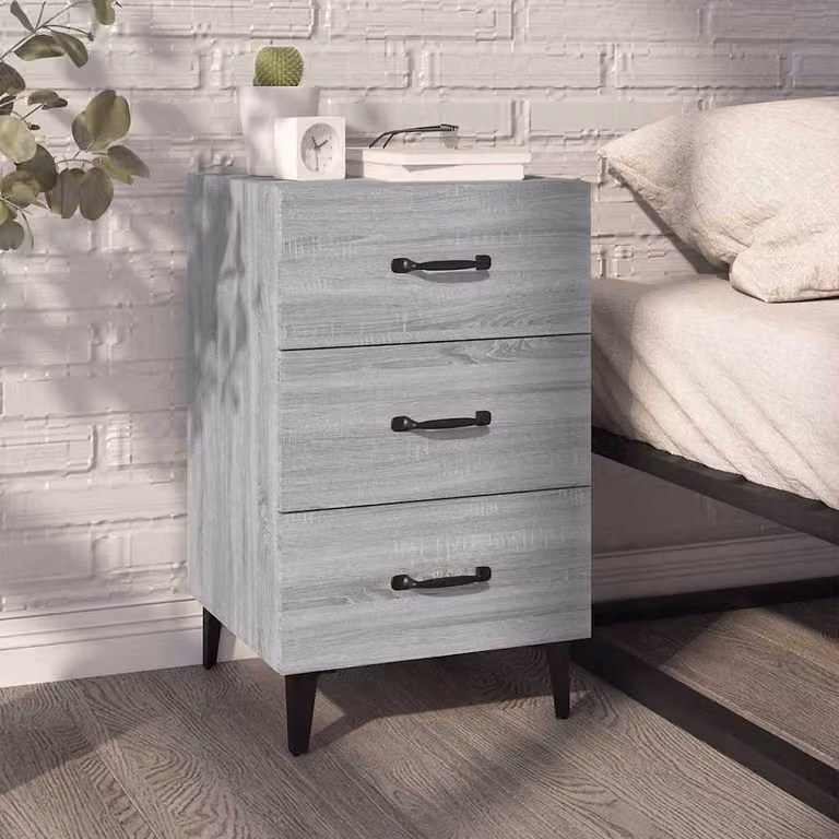 Comodino moderno vidaXL in legno e metallo grigio, sospeso a parete, L/P/H: 40 x 40 x 66 cm