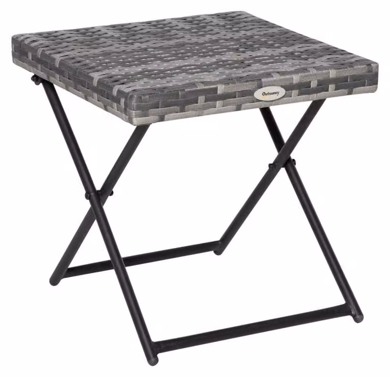 Tavolino da giardino pieghevole – Tavolino ausiliario in rattan di polietilene | Colore: Grigio | Dimensioni: 40x40x40 cm