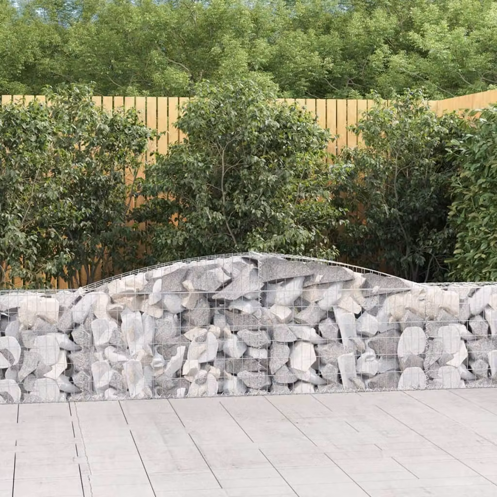 Set di 10 cesti gabbioni ad arco vidaXL in ferro zincato grigio, L: 400 cm, P: 30 cm, H: 60/80 cm