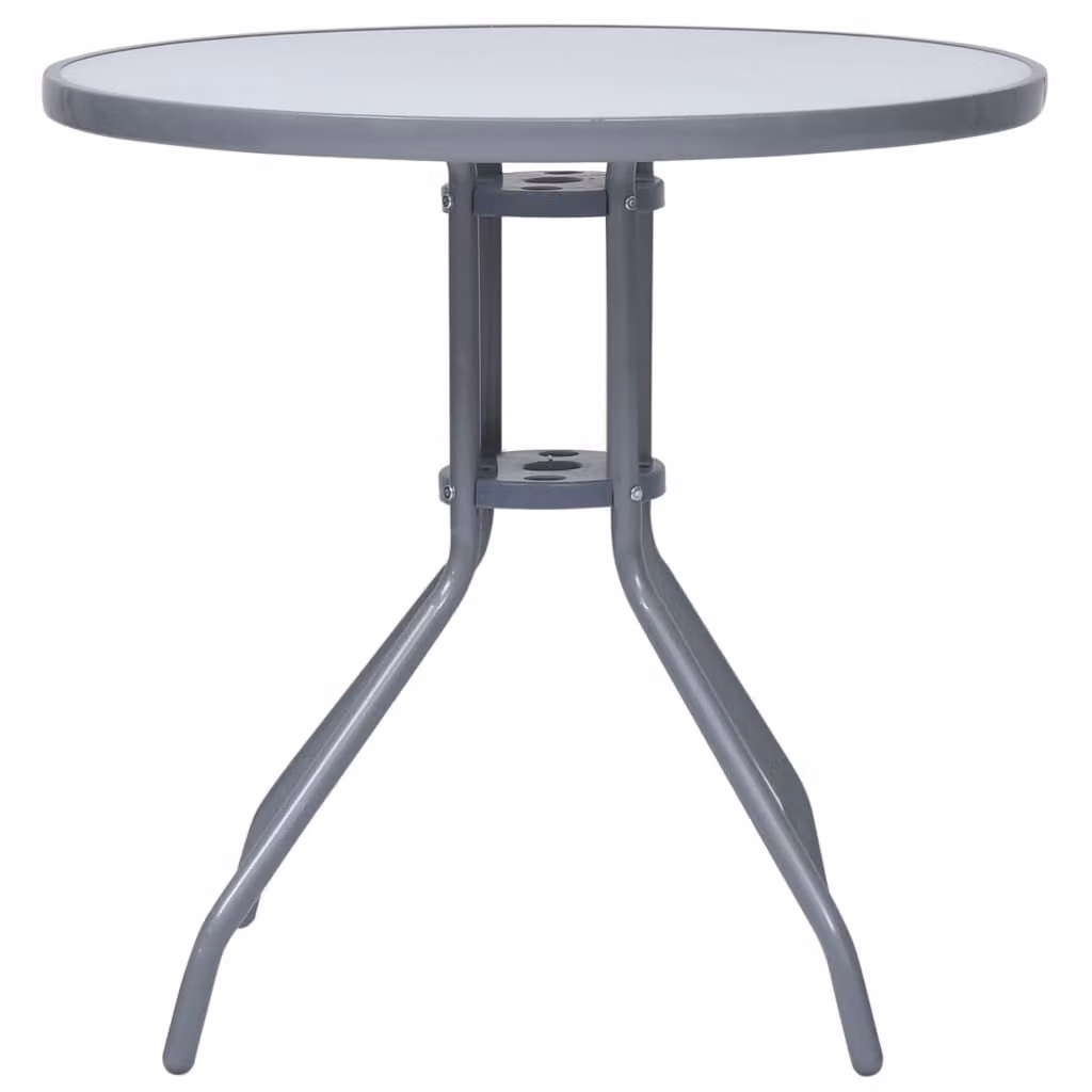 vidaXL Tavolo da giardino grigio chiaro 80 cm acciaio e vetro