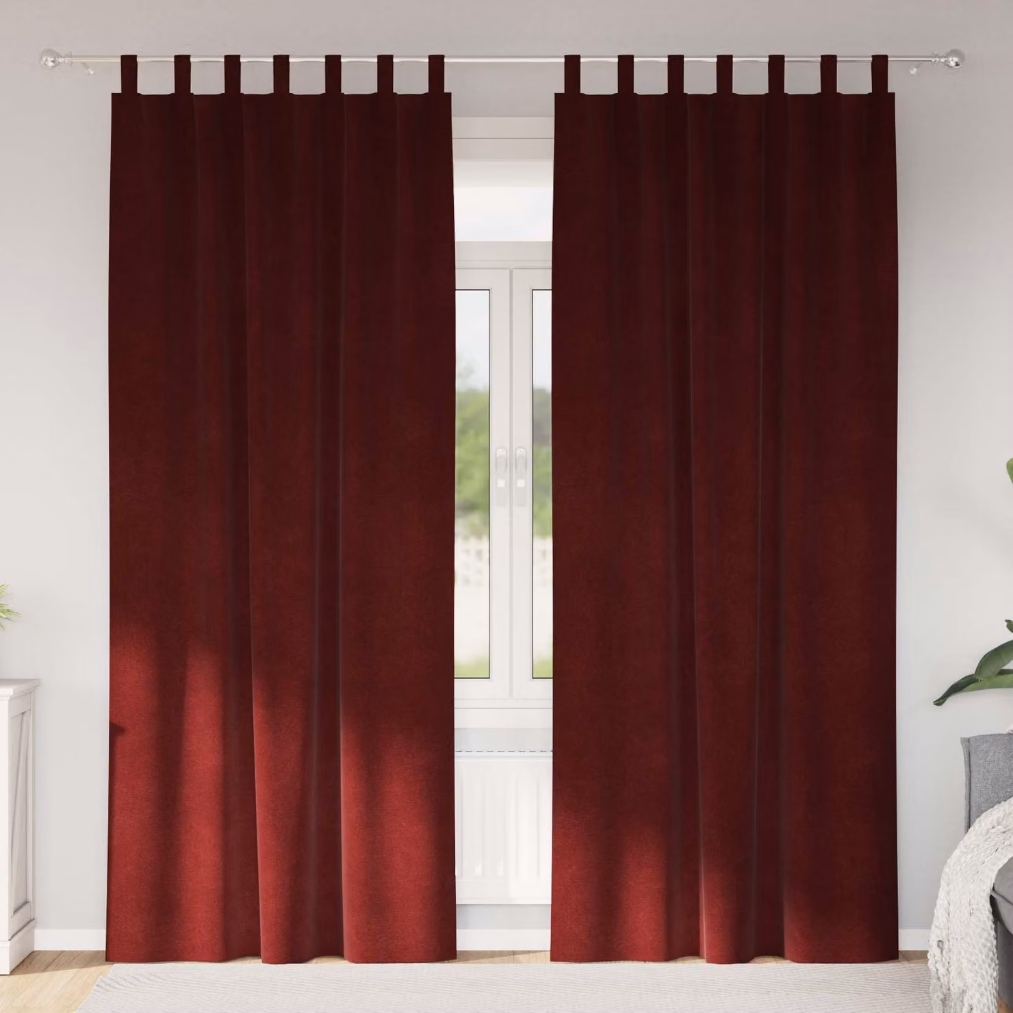 Set di 2 tende oscuranti vidaXL in velluto rosso, L: 140 cm, H: 245 cm